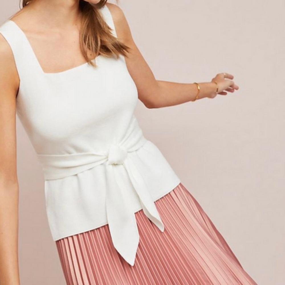 Anthropologie Harloe White Belted Top